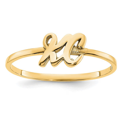 10K Gelbgold Ring mit doppeltem Initialenbuchstaben in Schreib- oder Blockschrift