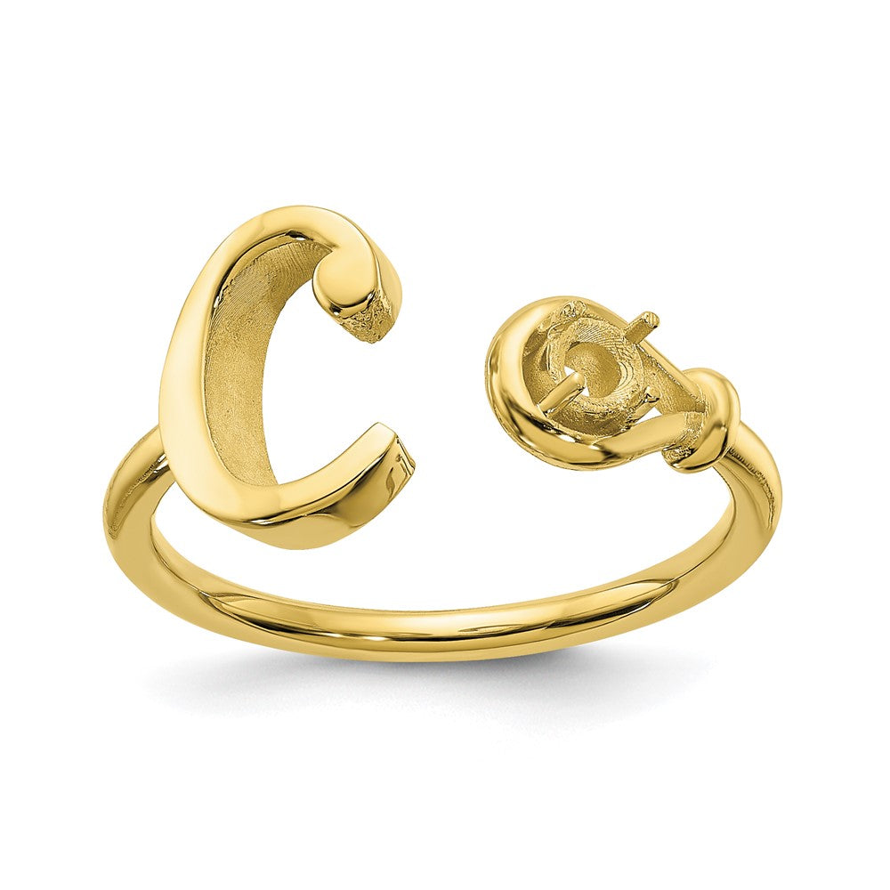 10K Gelbgold Ring mit Buchstabe C und Geburtsstein