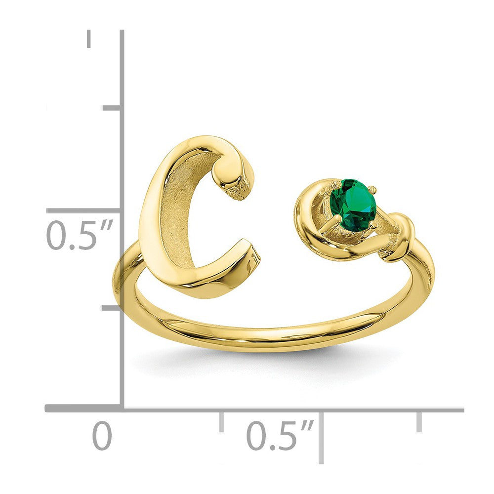 10K Gelbgold Ring mit Buchstabe C und Geburtsstein