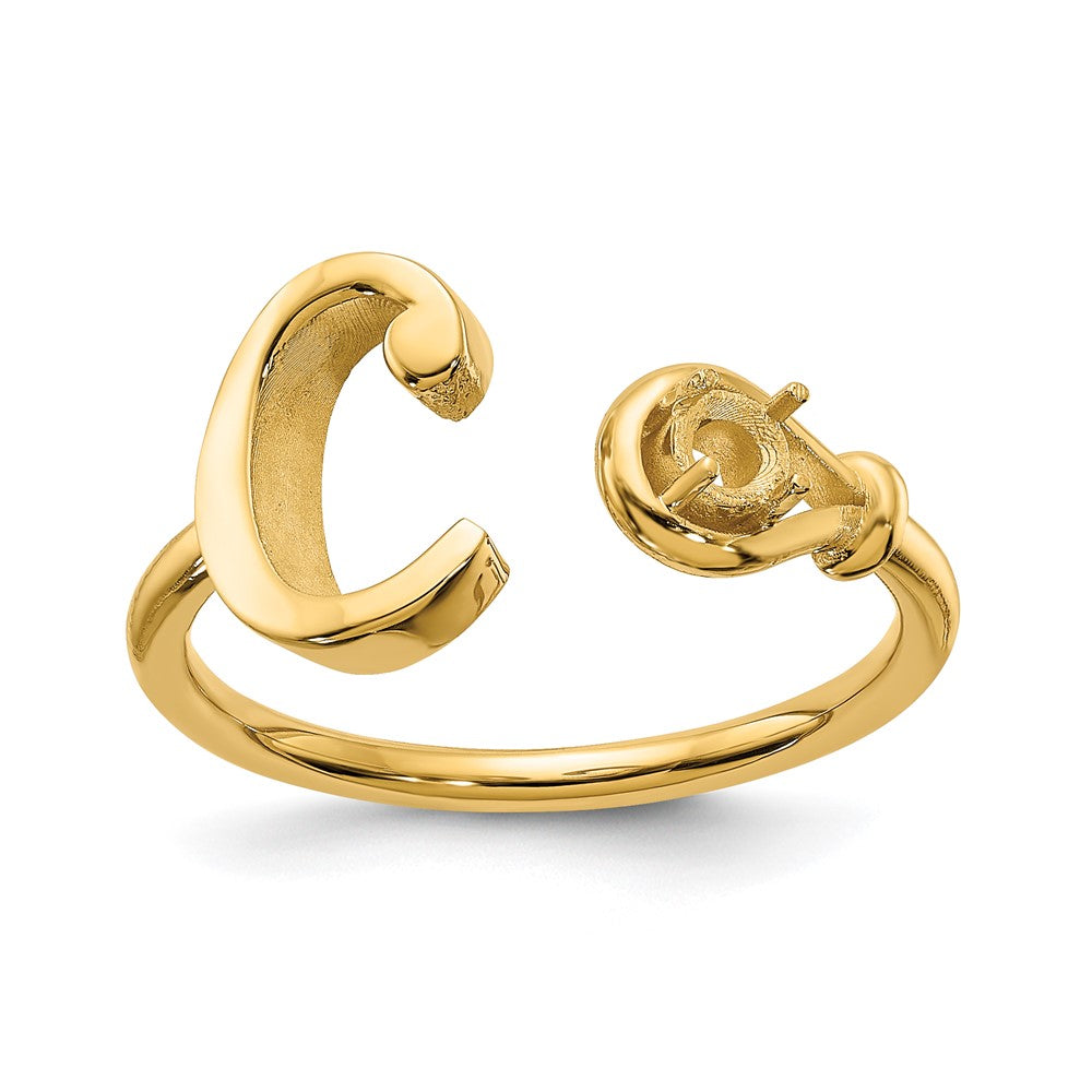 10K Gelbgold Ring mit Buchstabe C und Geburtsstein