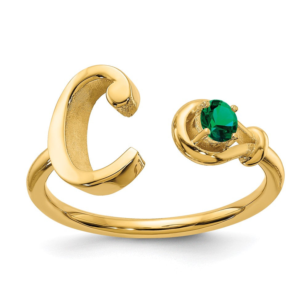 10K Gelbgold Ring mit Buchstabe C und Geburtsstein