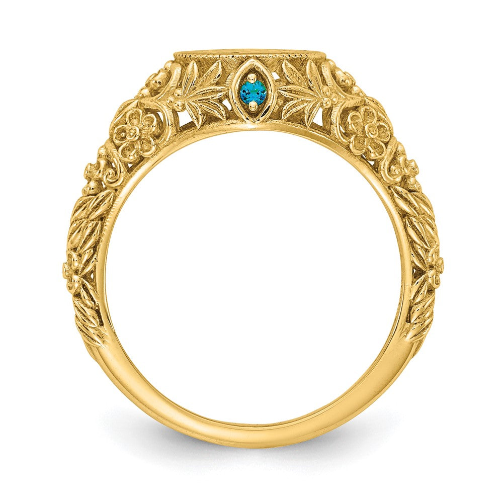 10K Gelbgold Filigran-Ring mit 1,5 mm Geburtssteinen und Monogramm