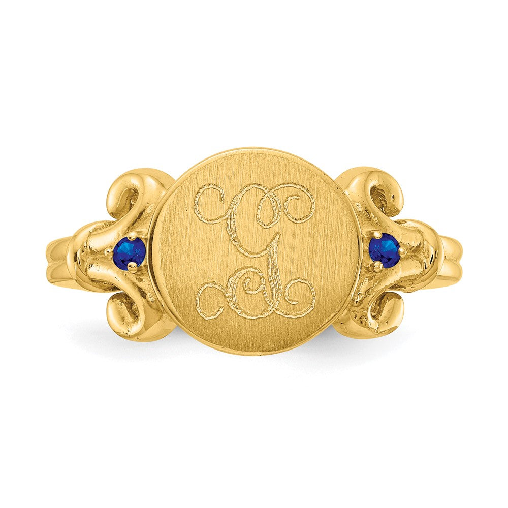10K Gelbgold Ring mit Fancy-Initiale und Kristall-Geburtssteinen