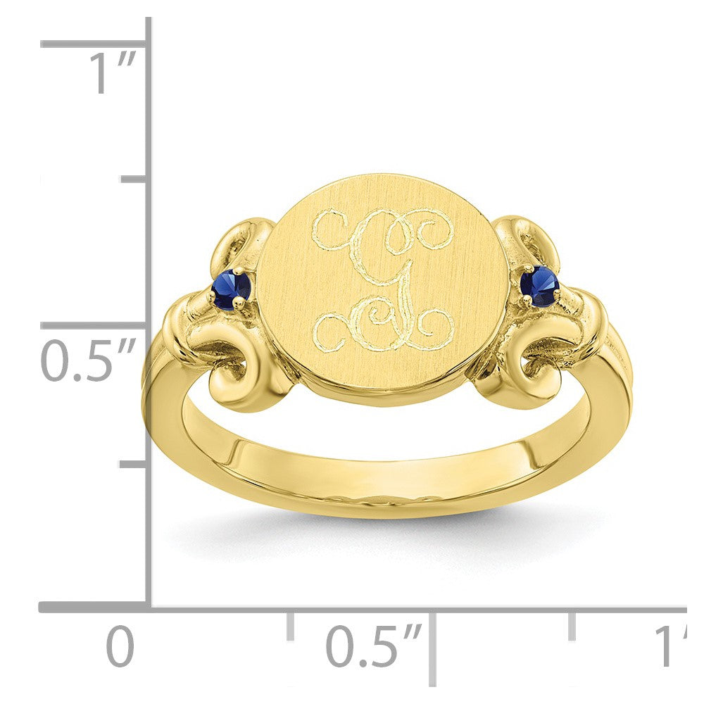 10K Gelbgold Ring mit Fancy-Initiale und Kristall-Geburtssteinen