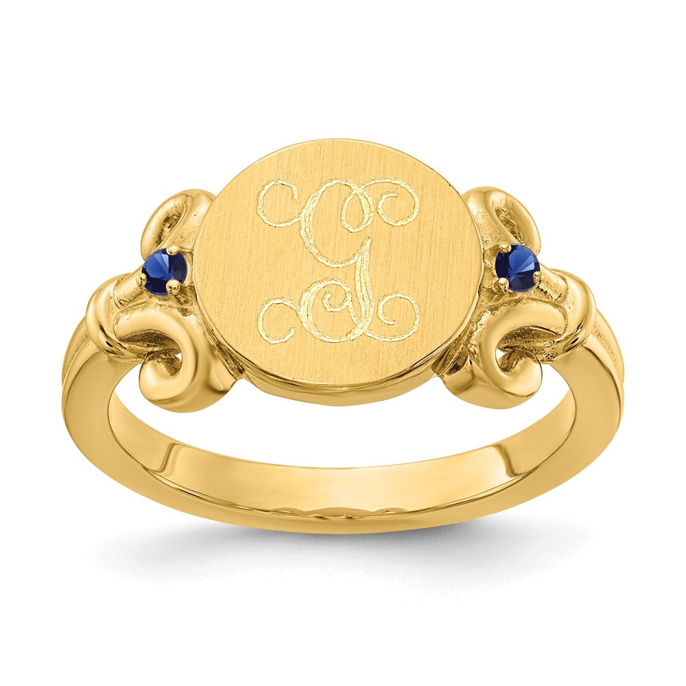 10K Gelbgold Ring mit Fancy-Initiale und Kristall-Geburtssteinen