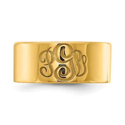 10K Gelbgold Zigarrenring im Monogramm-Stil, poliert