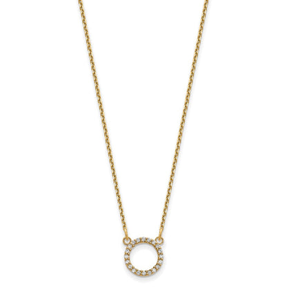 10K Gelbgold Diamant Offen Kreis Halskette