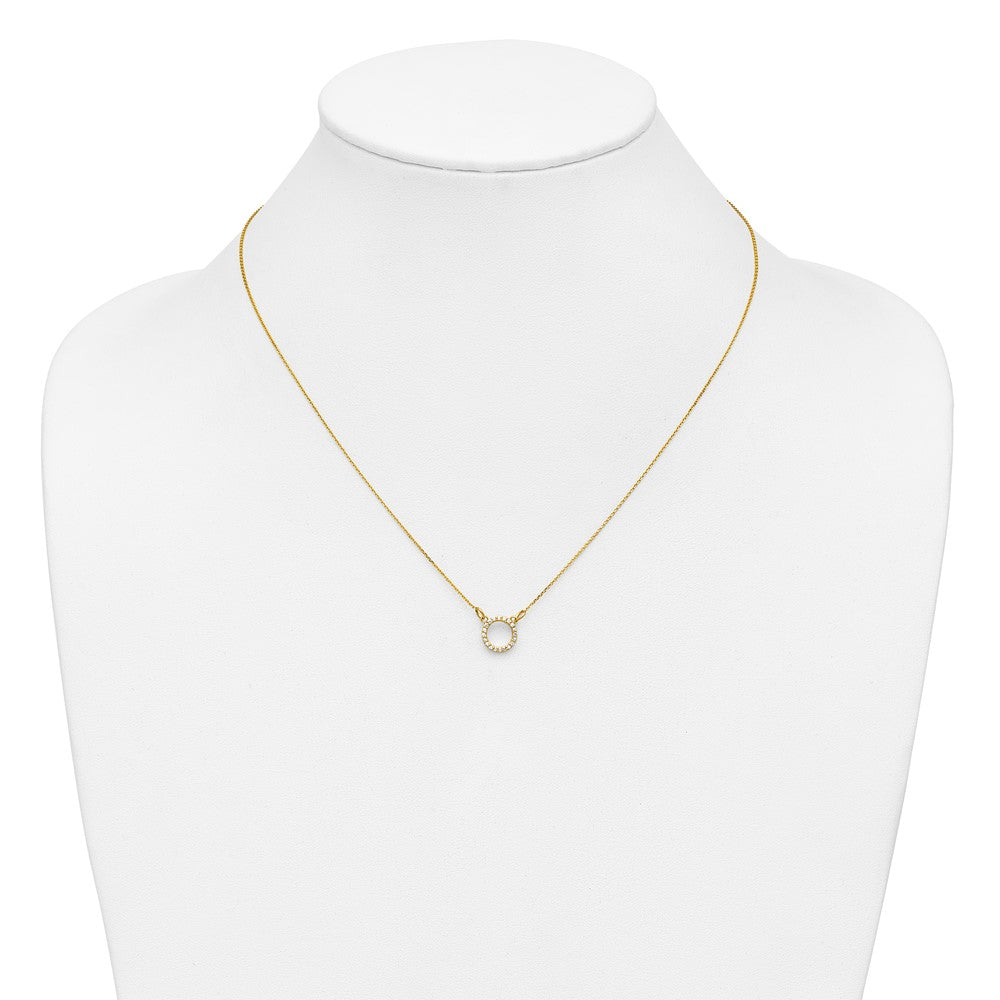 10K Gelbgold Diamant Offen Kreis Halskette