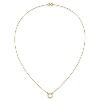 10K Gelbgold Diamant Offen Kreis Halskette