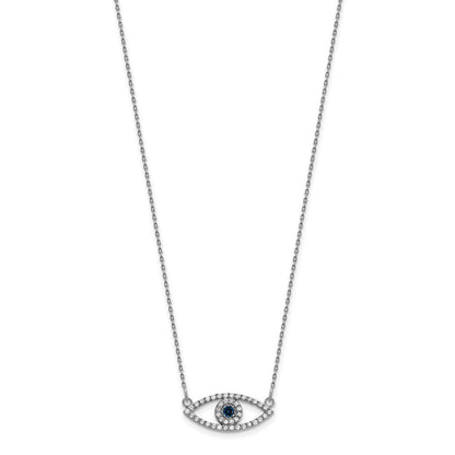 10K Weißgold Klein Halskette Diamant und Saphir Böse Auge