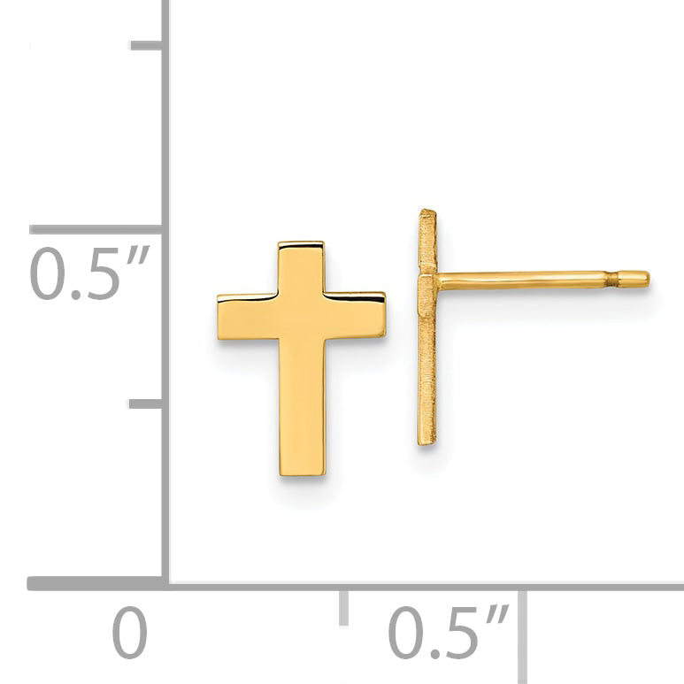 10K Gelbgold Poliert Kreuz Ohrstecker