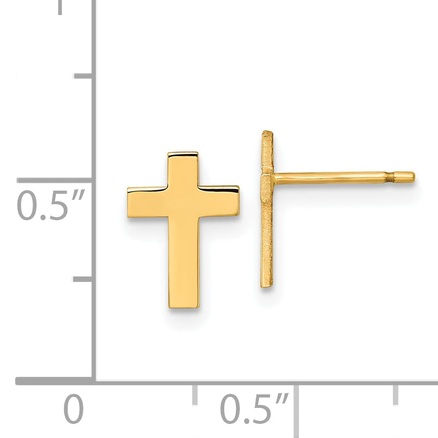 10K Gelbgold Poliert Kreuz Ohrstecker