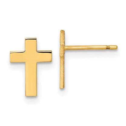 10K Gelbgold Poliert Kreuz Ohrstecker