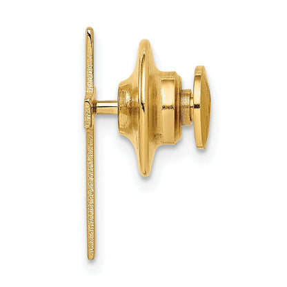 10K Gelbgold Poliert Kreuz mit 14K Krawatten Tac Stecker