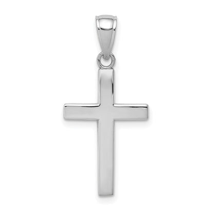 10K Weißgold Poliert Kreuz Anhänger