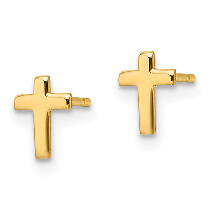 10K Gelbgold Poliert Kreuz Ohrstecker
