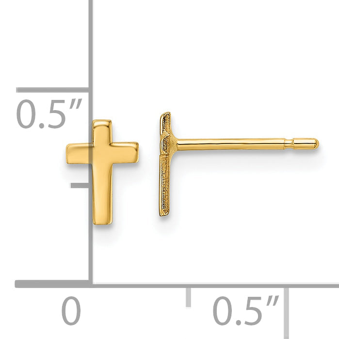 10K Gelbgold Poliert Kreuz Ohrstecker