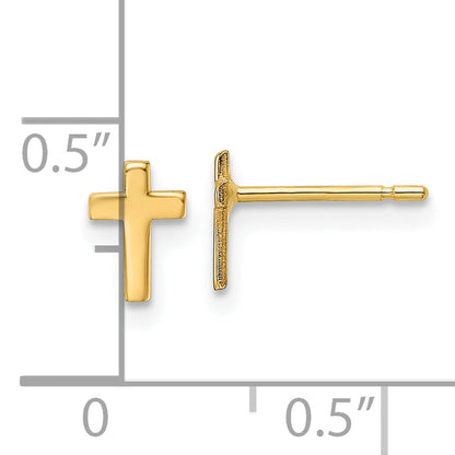 10K Gelbgold Poliert Kreuz Ohrstecker