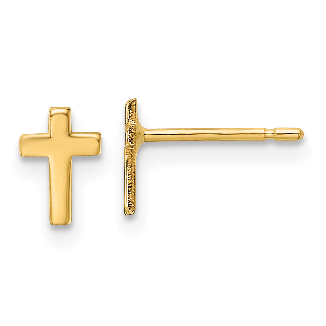 10K Gelbgold Poliert Kreuz Ohrstecker