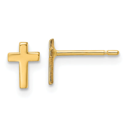 10K Gelbgold Poliert Kreuz Ohrstecker