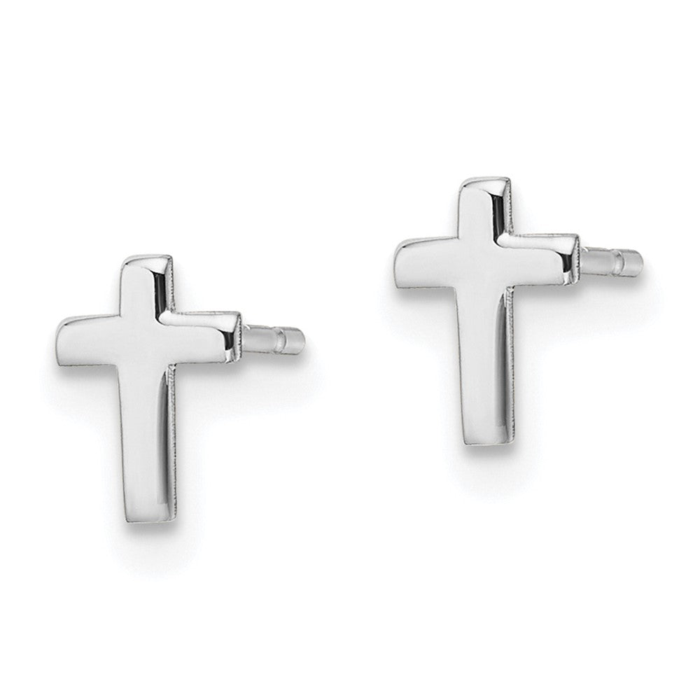 10K Weißgold Poliert Kreuz Ohrstecker