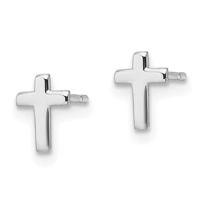 10K Weißgold Poliert Kreuz Ohrstecker