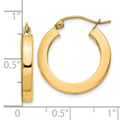 10K Gelbgold 3mm Poliert Quadratisch Creolen