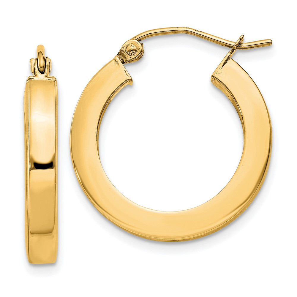 10K Gelbgold 3mm Poliert Quadratisch Creolen