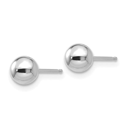 10K Weißgold Poliert 5mm Kugel Ohrstecker