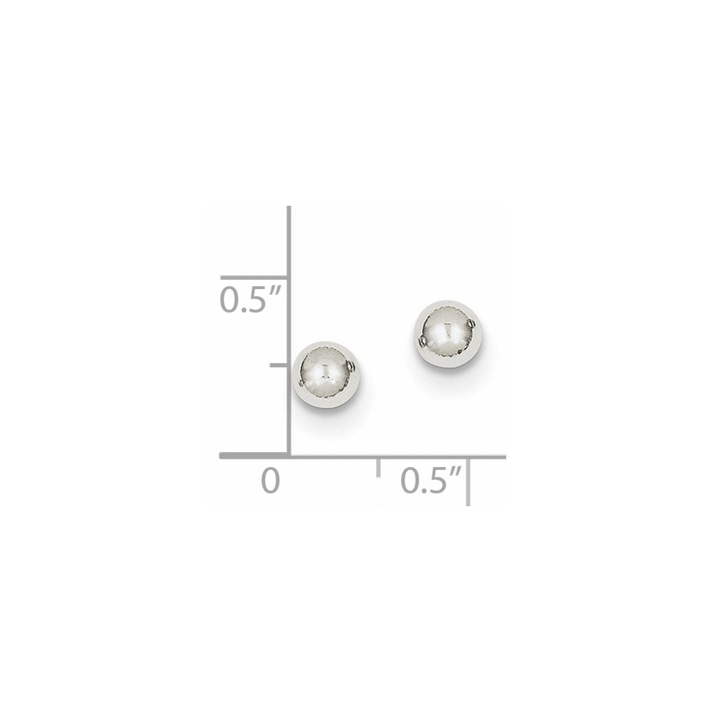 10K Weißgold Poliert 5mm Kugel Ohrstecker