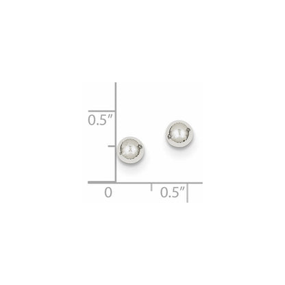 10K Weißgold Poliert 5mm Kugel Ohrstecker