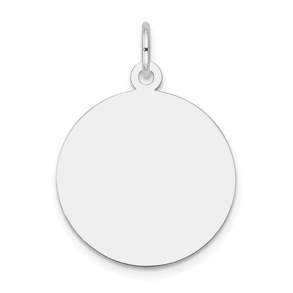 10K Weißgold 10kw Schlicht.018 Stärke Kreisförmig Gravierbar Plättchen Charm