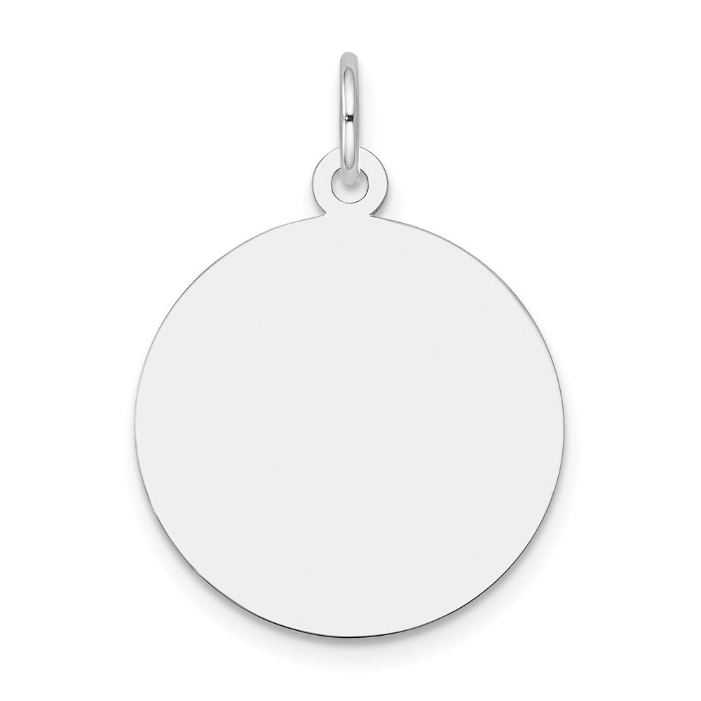 10K Weißgold 10kw Schlicht.009 Stärke Kreisförmig Gravierbar Plättchen Charm