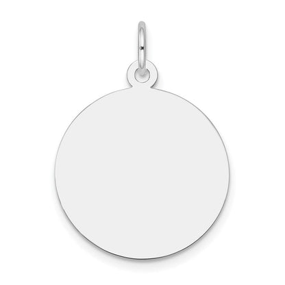 10K Weißgold 10kw Schlicht.009 Stärke Kreisförmig Gravierbar Plättchen Charm