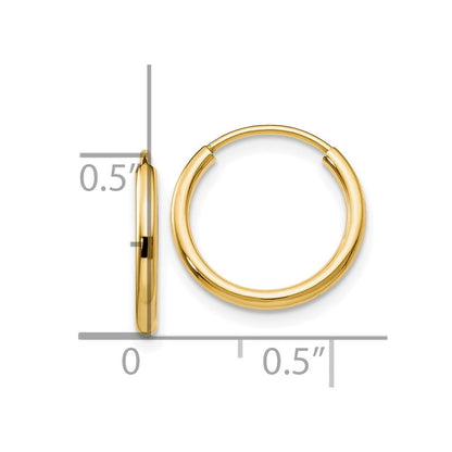 10K Gelbgold 1.5mm Poliert Rund Endlos Creolen