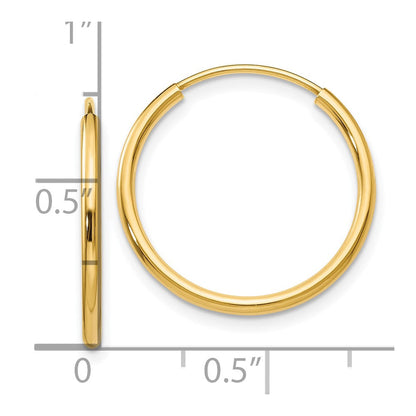 10K Gelbgold 1.5mm Poliert Rund Endlos Creolen