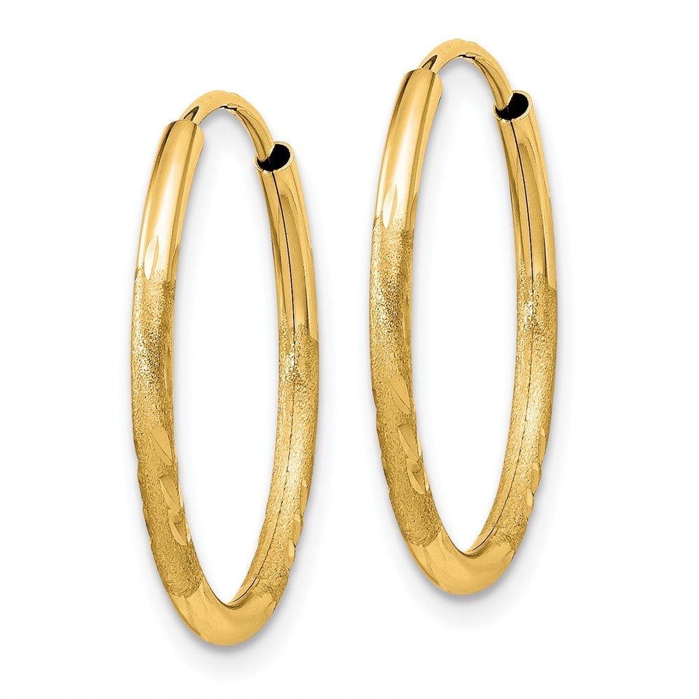 10K Gelbgold 1.5mm Satiniert Diamantiert Endlos Creolen