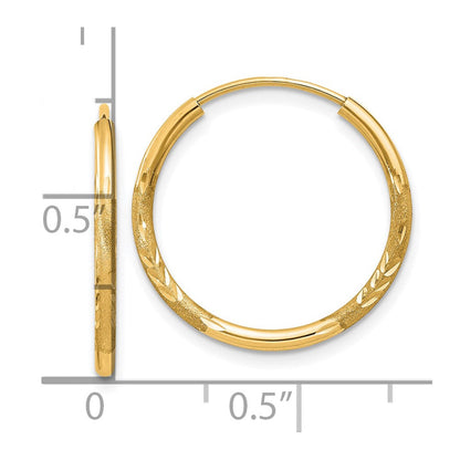 10K Gelbgold 1.5mm Satiniert Diamantiert Endlos Creolen