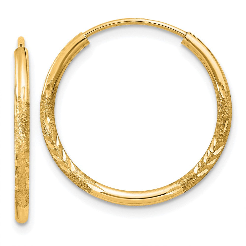 10K Gelbgold 1.5mm Satiniert Diamantiert Endlos Creolen