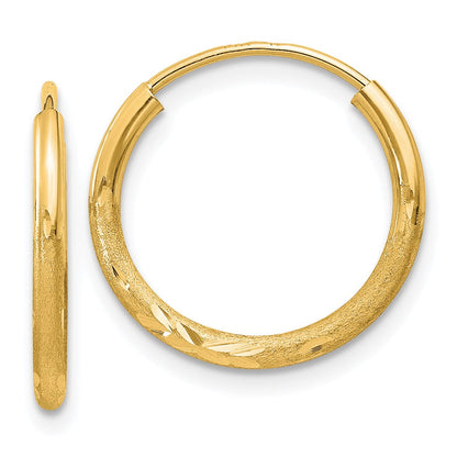 10K Gelbgold 1.5mm Satiniert Diamantiert Endlos Creolen
