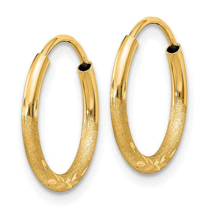 10K Gelbgold 1.5mm Satiniert Diamantiert Endlos Creolen