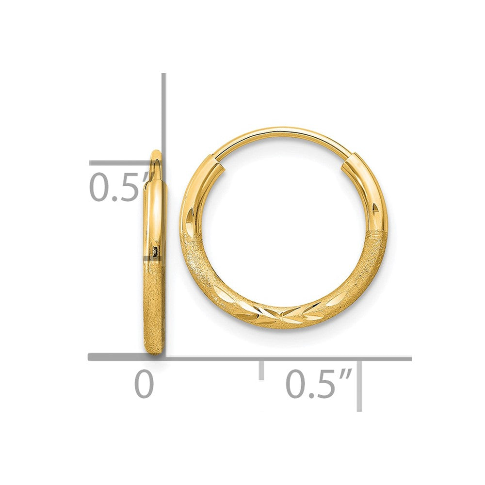 10K Gelbgold 1.5mm Satiniert Diamantiert Endlos Creolen