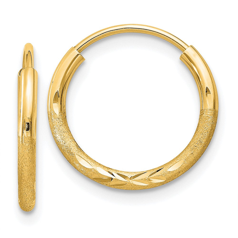10K Gelbgold 1.5mm Satiniert Diamantiert Endlos Creolen