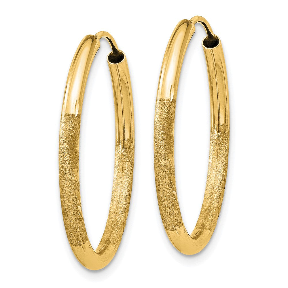 10K Gelbgold 2mm Satiniert Diamantiert Endlos Creolen