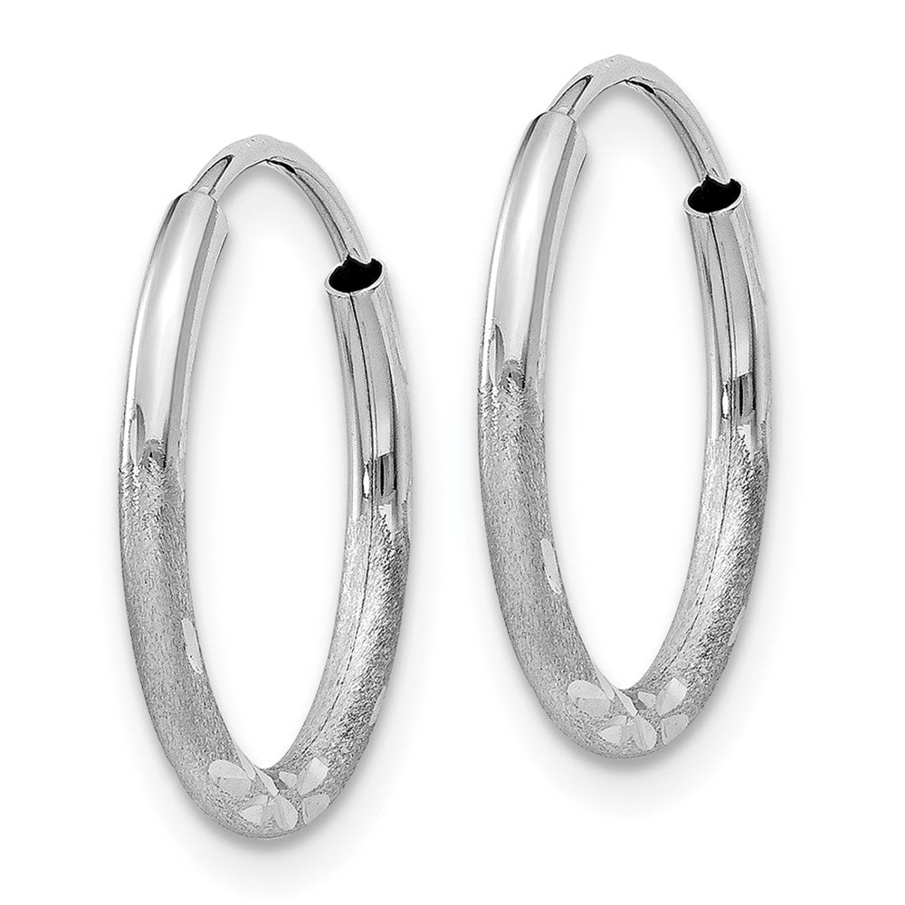 10K Weißgold 1.5mm Diamantiert Endlos Creolen