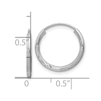 10K Weißgold 1.5mm Diamantiert Endlos Creolen
