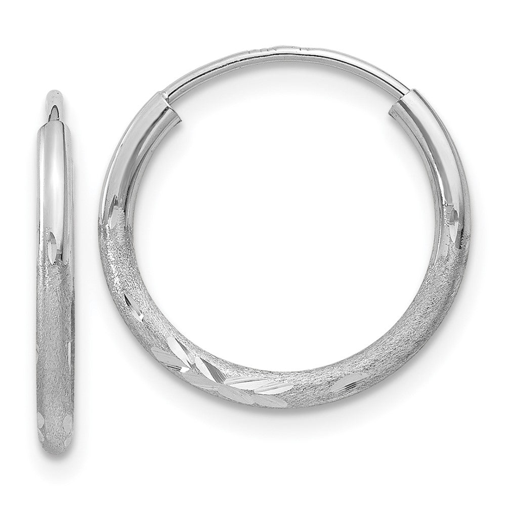 10K Weißgold 1.5mm Diamantiert Endlos Creolen