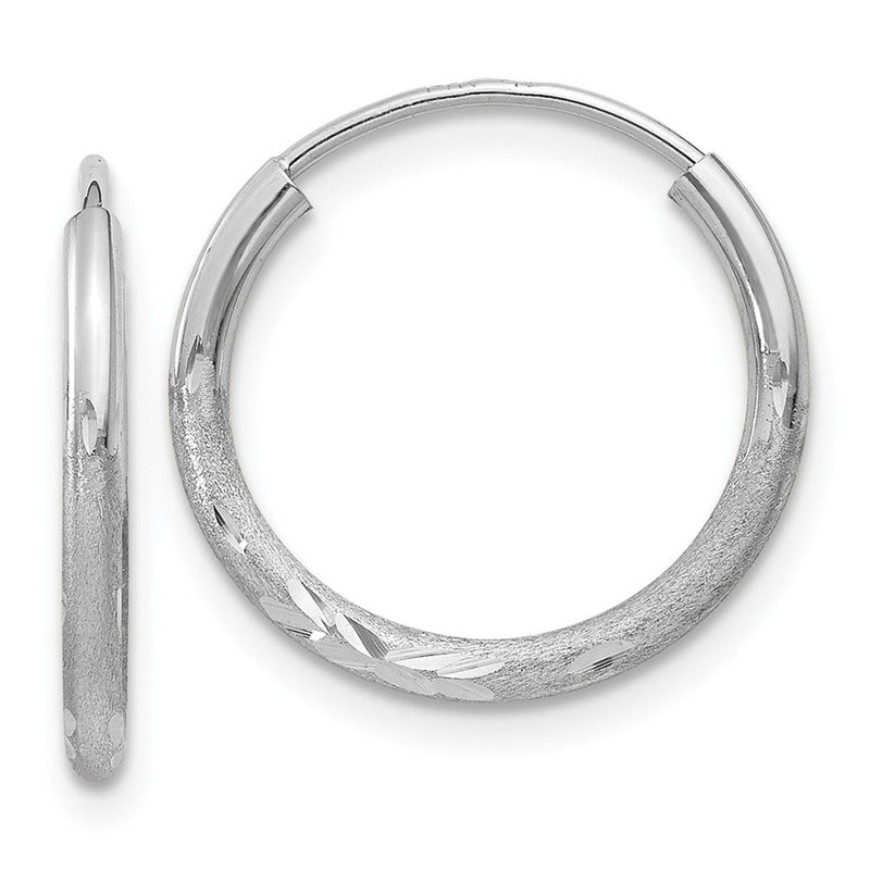 10K Weißgold 1.5mm Diamantiert Endlos Creolen