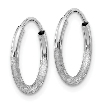 10K Weißgold 1.5mm Diamantiert Endlos Creolen