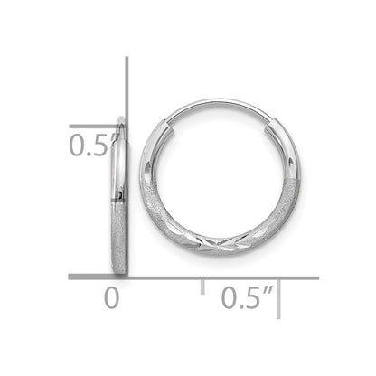 10K Weißgold 1.5mm Diamantiert Endlos Creolen
